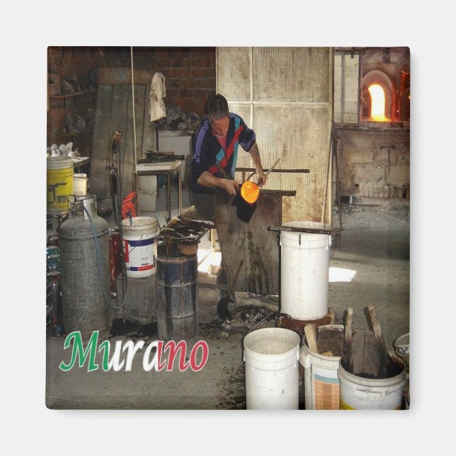 VNT056 VENICE, MURANO Furnace, Italy, Fridge Magnet (Front)