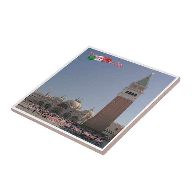 VNT069 VENICE,Saint Mark Bell Tower, Italy, Ceramic Tile (Side)