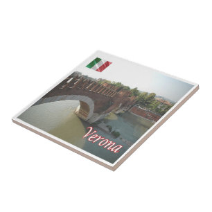 VNT084 VERONA, Scaliger Bridge, Italy, Ceramic Tile