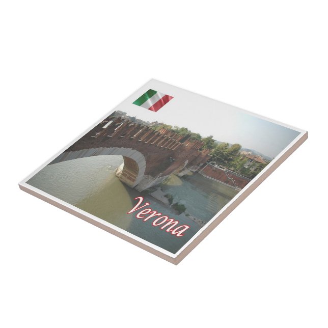 VNT084 VERONA, Scaliger Bridge, Italy, Ceramic Tile (Side)