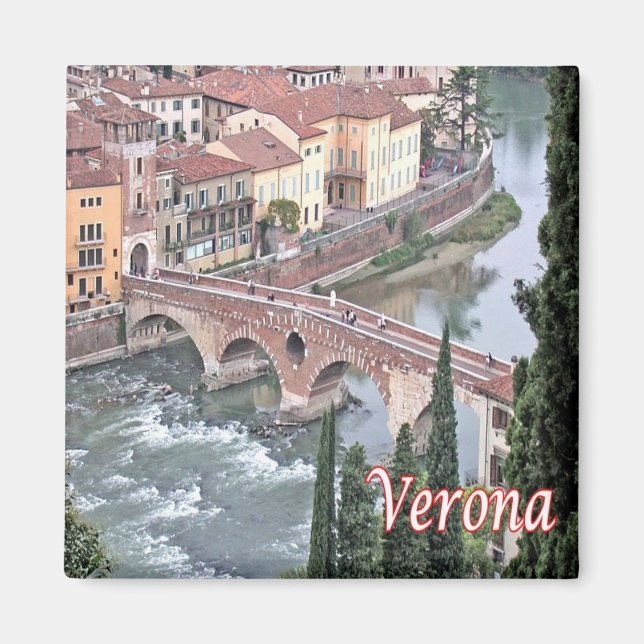 VNT085 VERONA, Roman Bridge, Verona, Italy, Fridge Magnet (Front)