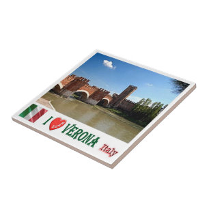 VNT086 VERONA I Love, Bridge of Castel Vecchio, Ceramic Tile