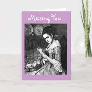 Vntage Image of Lady Sewing Greeting Card