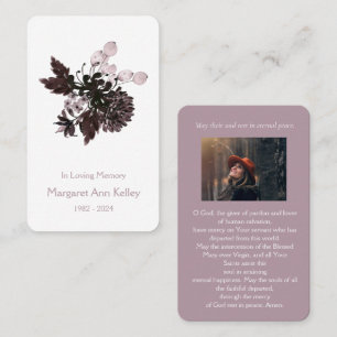 Vntage Purple Floral Photo Prayer Card