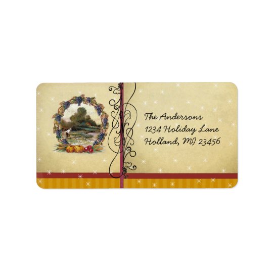 Vntage Vineyard Harvest Scene Antique Postcard Address Label