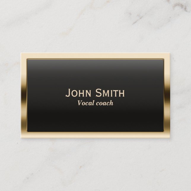 Vocal Coach Modern Gold Frame Musical Business Card (Front)