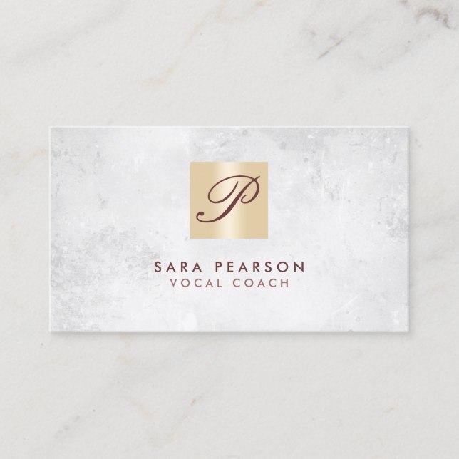 Vocal Coach Singing Lessons Gold Monogram Business Card (Front)