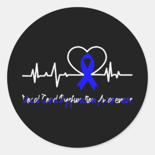 Vocal Cord Dysfunction Vcd Awareness Heartbeat Sup Classic Round Sticker