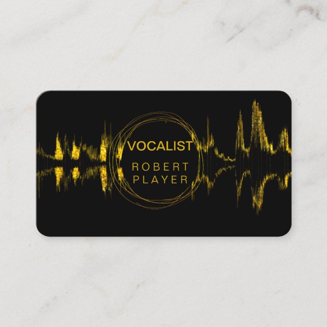 Vocalist Singer DJ Music Teacher Microphone Gold Business Card (Front)