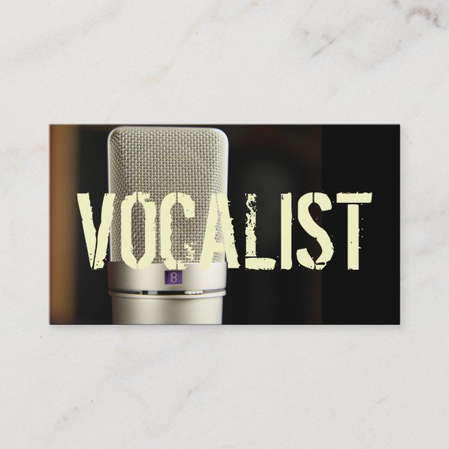 Vocalist, Singer, Performer, Music, Lessons Mic Business Card (Front)