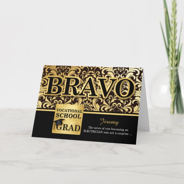 Vocational School Graduate Faux Gold Foil Card (Front)