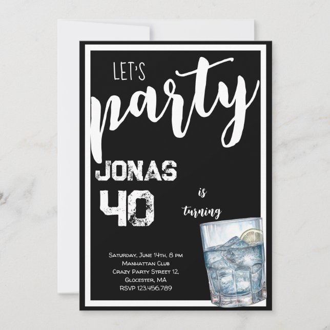 Vodka adults birthday party invitation (Front)