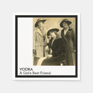 Vodka Girls Best Friend Vintage Women Funny Quote Napkin