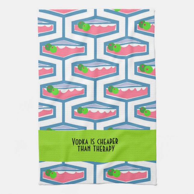 Vodka is cheaper than therapy tea towel (Vertical)