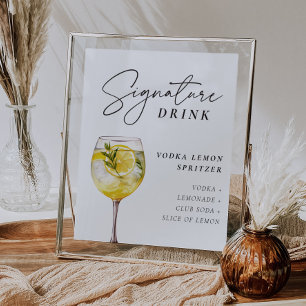 Vodka Lemon Spritzer Signature Drink Sign