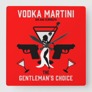 Vodka Martini Drink Gift Square Wall Clock