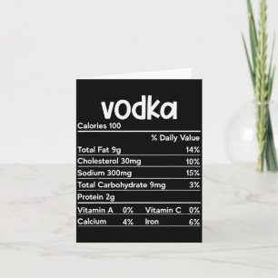 Vodka Nutrition Facts Thanksgiving Funny Drinking Card