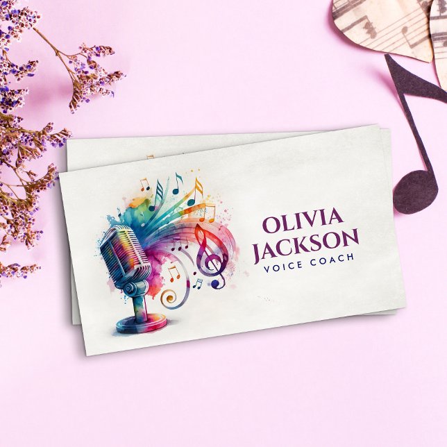 Voice / Vocal coach - Colourful Watercolor Business Card (Creator Uploaded)