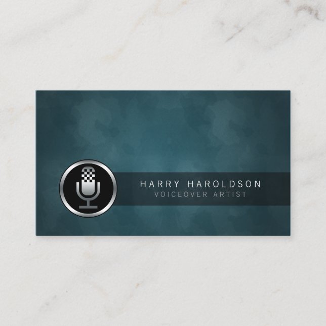 Voiceover Artist Microphone Icon Business Card (Front)