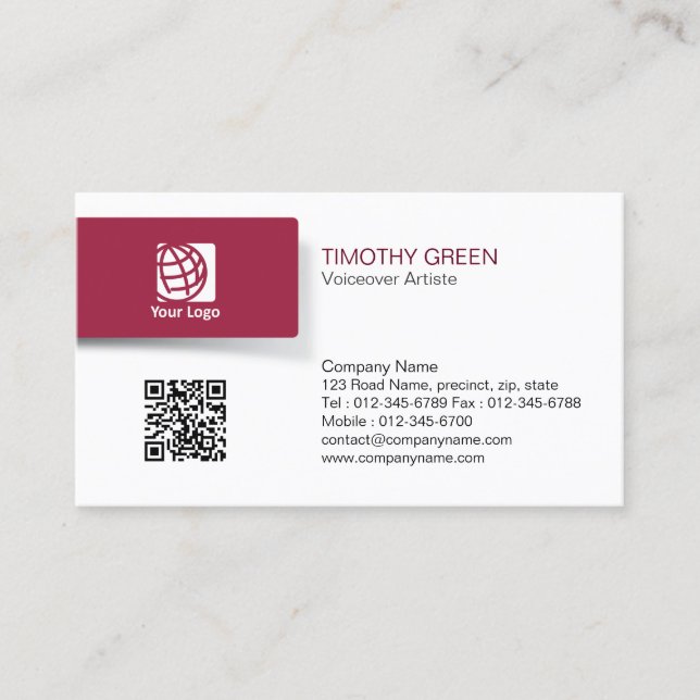 Voiceover Artiste Talent Simple Business Card (Front)