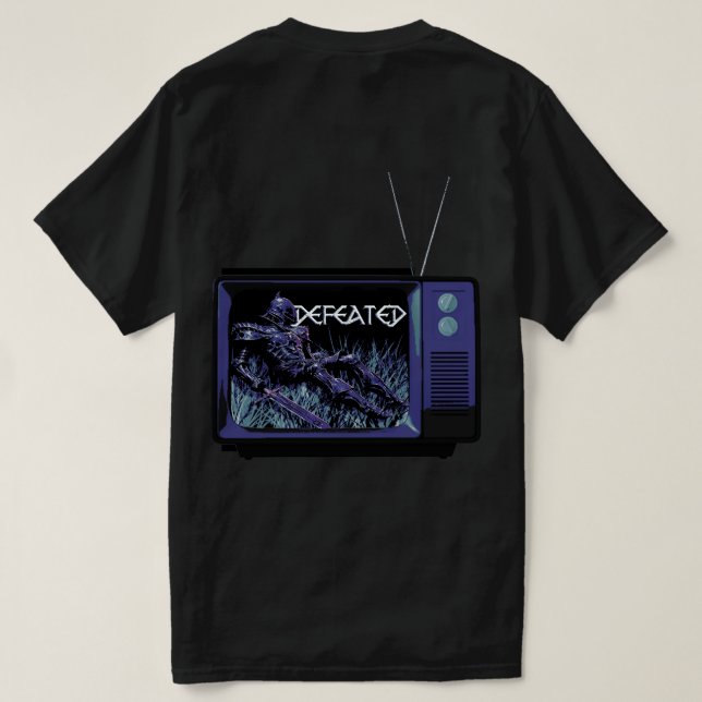 VoidForge "Defeated" Retro TV Dark Fantasy Graphic T-Shirt (Design Back)