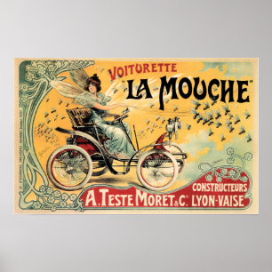 Voiturette La Mouche Automotive Vintage Car Poster