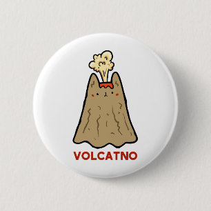 Vol-cat-no Cute Cat Pun Button Pin