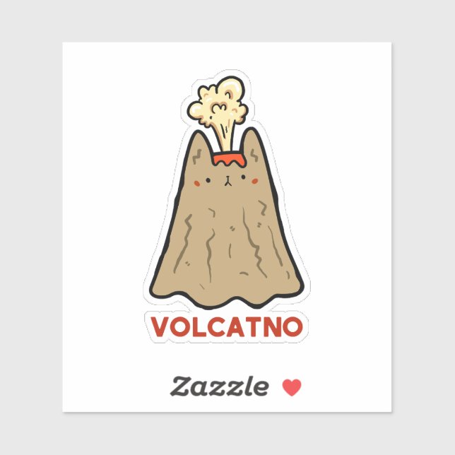 Vol-cat-no Cute Cat Pun Vinyl Sticker (Sheet)