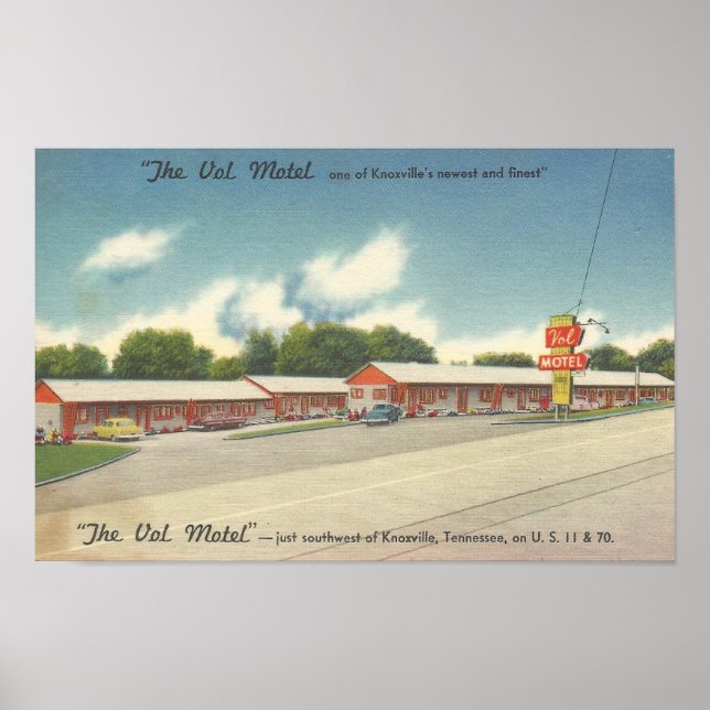 VOL Motel, Knoxville, TN ~ Vintage linen postcard Poster (Front)
