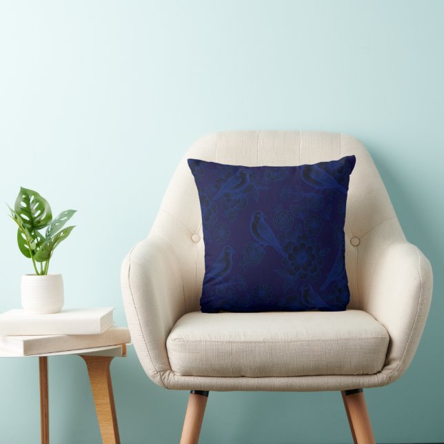 Vol 💙 Night Floral Bird Cushion (Chair)