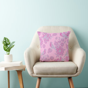 Vol Soft Pink 🌸 Floral Bird Cushion