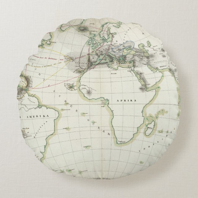 Volcanic Activity Map Round Cushion (Front)
