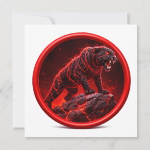 Volcanic Black Panther Poised On Glowing Rock Invitation