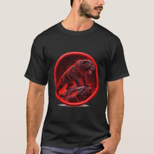 Volcanic Black Panther Poised On Glowing Rock T-Shirt