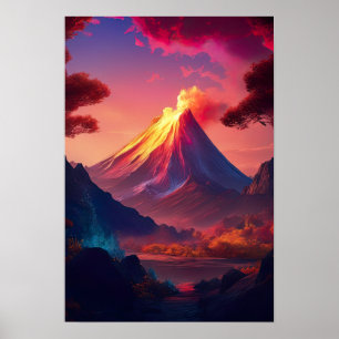 Volcanic Blaze, A Crimson Sunset  Poster