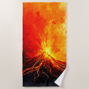 Volcanic Eruption Abstract Art Beach Towel