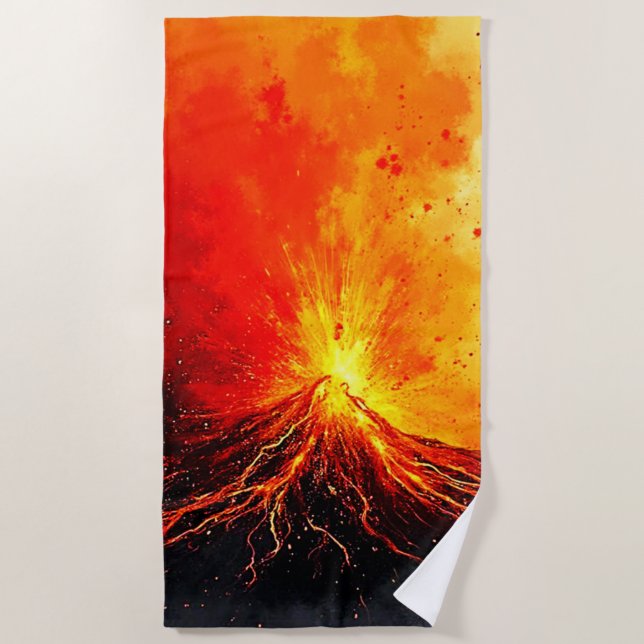 Volcanic Eruption Abstract Art Beach Towel (Front)
