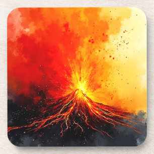Volcanic Eruption Abstract Art Coaster