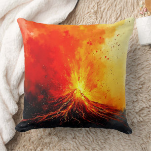Volcanic Eruption Abstract Art Cushion