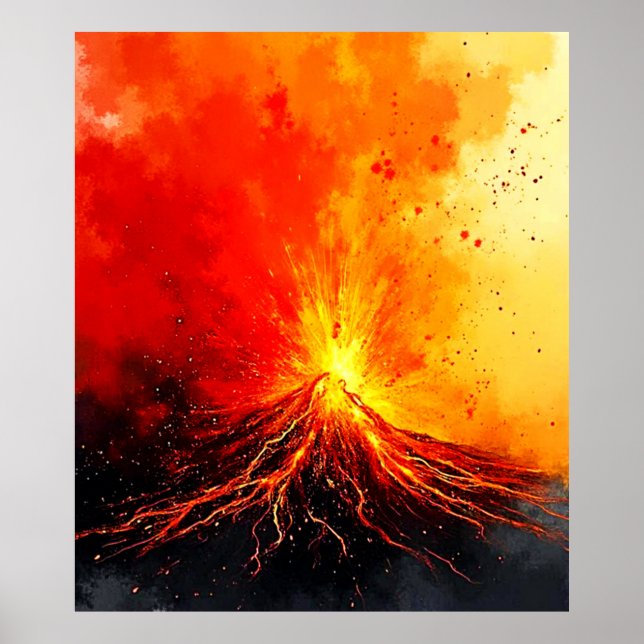 Volcanic Eruption Abstract Art Poster (Front)