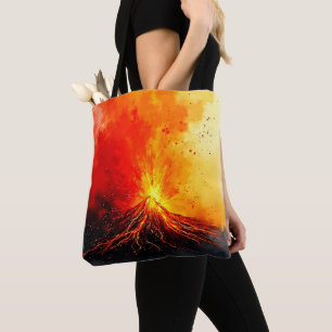 Volcanic Eruption Abstract Art Tote Bag