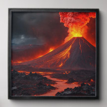 Volcanic Eruption Landscape Wall Art | Dramatic Na