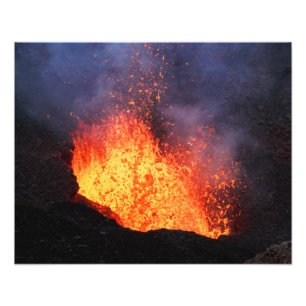 Volcanic landscape - hot lava eruption from crater photo print