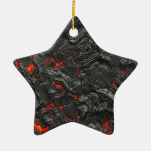 volcanic Lava background effect Ceramic Tree Decoration (Front)