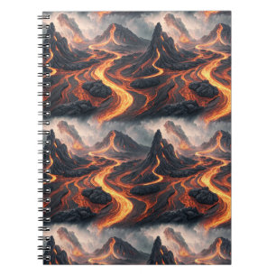 Volcanic Lava Flow Dark Landscape Pattern Artwork Notebook
