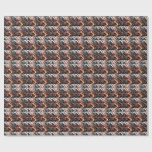 Volcanic Lava Flow Dark Landscape Pattern Artwork Wrapping Paper
