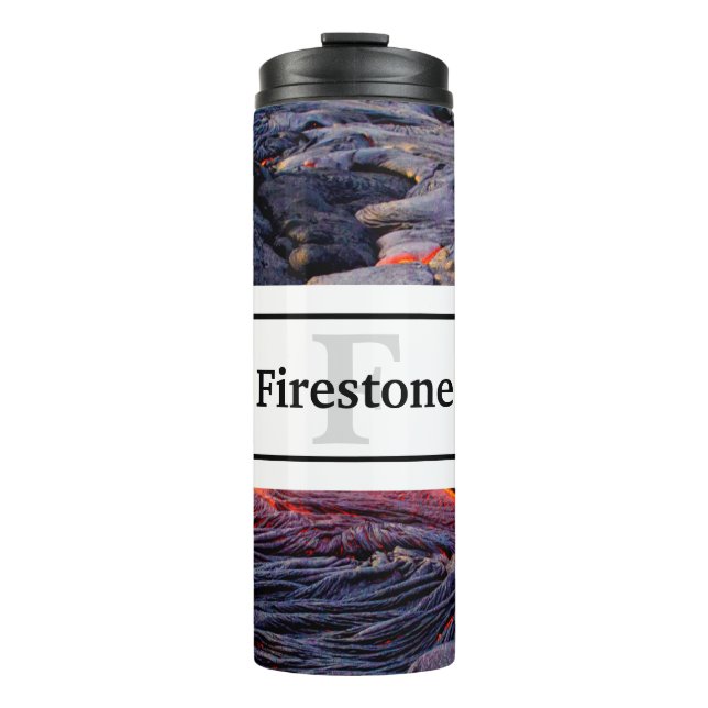 Volcanic Lava Flow with Your Name and Monogram Thermal Tumbler (Front)