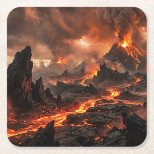 Volcanic Lava Square Paper Coaster