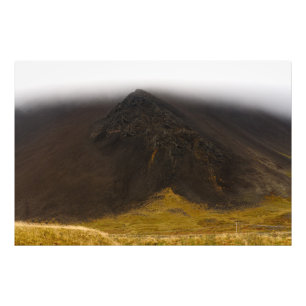 Volcanic mountain and low clouds photo enlargement