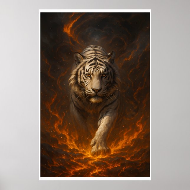Volcanic White Tiger Premium Wall Art – Fine Art  (Front)